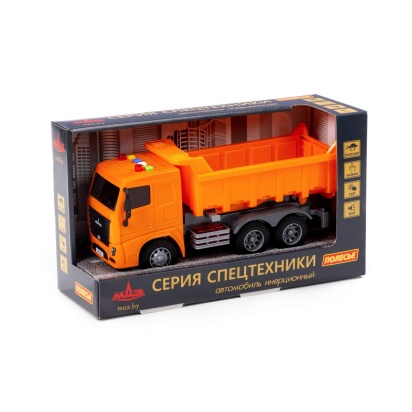 МАЗ, автомобиль-самосвал инерционный (со светом и звуком) (оранжевый) (в коробке)  67262